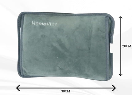 HomeVibe Rechargeable Electric Hot Water Bottle Professional Soft Touch Fleece Cover Bed Hand Warmer Massaging Heat Pad, Grey