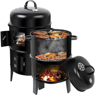 Versatile Outdoor Cooking: The Ultimate 3-in-1 Charcoal BBQ, Grill, and Smoker