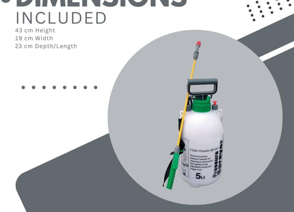 5L Garden Pressure Sprayer – Pump Action with Adjustable Nozzle & Shoulder Strap