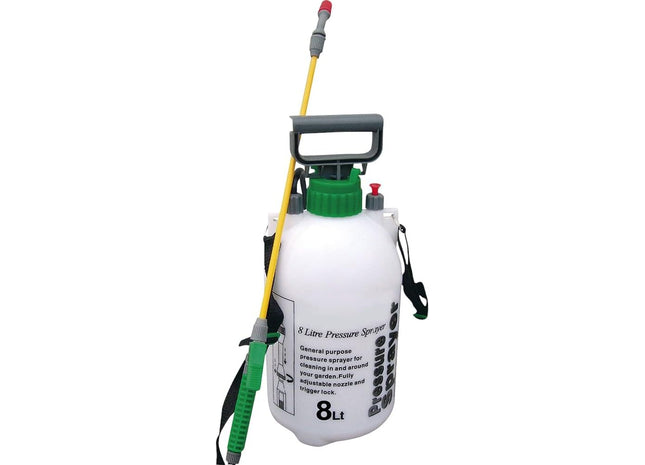 8L Garden Pressure Sprayer– Pump Action with Adjustable Nozzle & Shoulder Strap