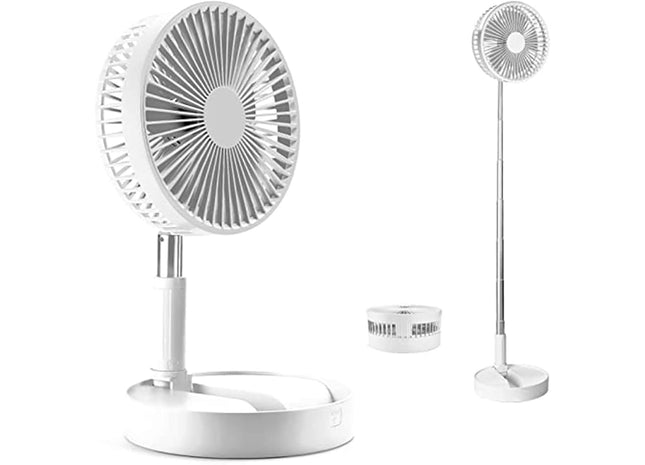 Folding Pedestal Stand Telescopic Fan - USB Rechargeable