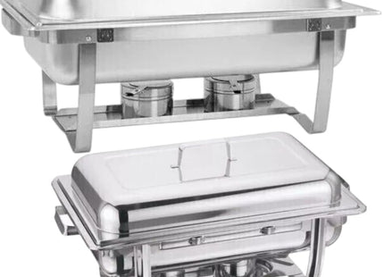 HomeVibe 8.5L Stainless Steel Chafing Dish Set - Stackable Buffet Server with Fuel Holders, Lid, and Food Tray - Perfect for Catering, Banquets, Parties, and Events - Durable & Easy to Clean