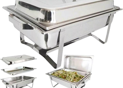 HomeVibe 8.5L Stainless Steel Chafing Dish Set - Stackable Buffet Server with Fuel Holders, Lid, and Food Tray - Perfect for Catering, Banquets, Parties, and Events - Durable & Easy to Clean