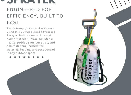 5L Garden Pressure Sprayer – Pump Action with Adjustable Nozzle & Shoulder Strap