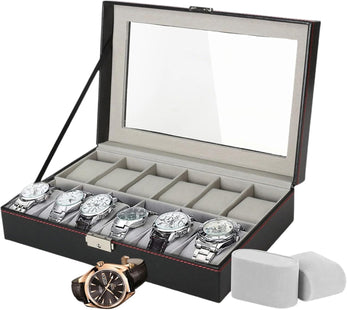 12 Slot Watch Case with Lock & 2 Keys