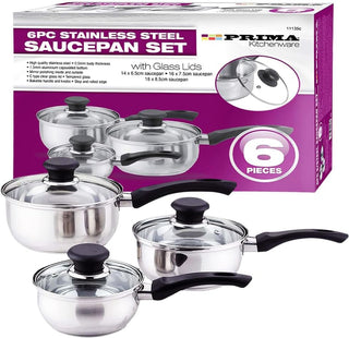 6-Piece Prima Stainless Steel Cookware Set – Durable, High-Performance Pots and Pans