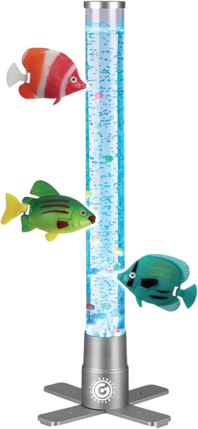 60cm LED Bubble Fish Lamp – Colour Changing Aquarium Tube with Moving Fish, Calming Sensory Mood Lighting for Home, Kids Room, Autism, and Relaxation – Perfect Night Light for Children & Adults