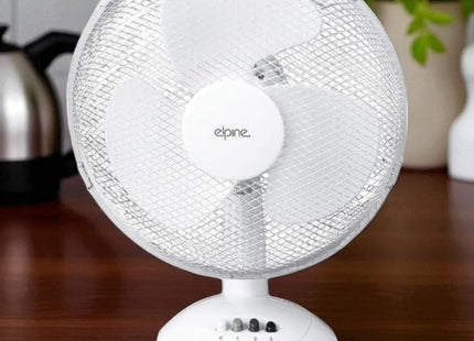 12" Oscillating Desk Fan – White