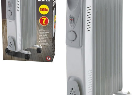 Oil Filled Radiator Heater - White | Energy-Efficient Electric Radiator with Adjustable Thermostat & 3 Heat Settings