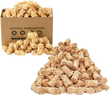 Natural Firelighters - 400 Pack | Eco-Friendly Wood & Wax Wool Fire Starters for Log Burners, BBQs, Pizza Ovens & Smokers - Quick, Safe, Clean Lighting