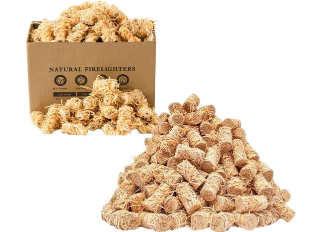 Natural Firelighters - 400 Pack | Eco-Friendly Wood & Wax Wool Fire Starters for Log Burners, BBQs, Pizza Ovens & Smokers - Quick, Safe, Clean Lighting
