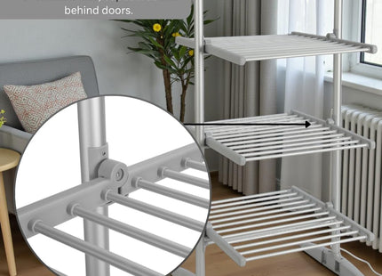 3-Tier Electric Heated Clothes Airer with Foldable Design & Cover – 300W Energy Efficient Indoor Dryer Rack, Lightweight, Large Drying Space, Ideal for Laundry, Towels & Bedding