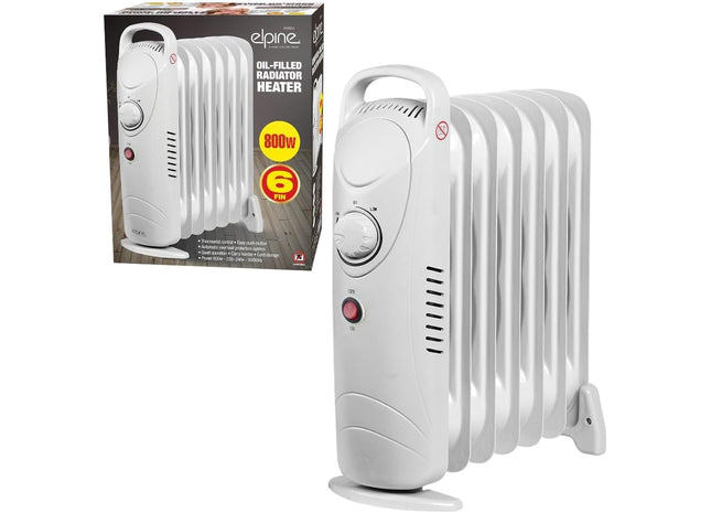 Oil Filled Radiator Heater - White | Energy-Efficient Electric Radiator with Adjustable Thermostat & 3 Heat Settings
