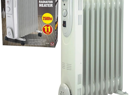 Oil Filled Radiator Heater - White | Energy-Efficient Electric Radiator with Adjustable Thermostat & 3 Heat Settings
