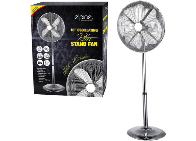 16" (40cm) Retro Pedestal – 50W Oscillating Stand Fan with 3 Speed Settings