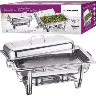 HomeVibe 8.5L Stainless Steel Chafing Dish Set - Stackable Buffet Server with Fuel Holders, Lid, and Food Tray - Perfect for Catering, Banquets, Parties, and Events - Durable & Easy to Clean