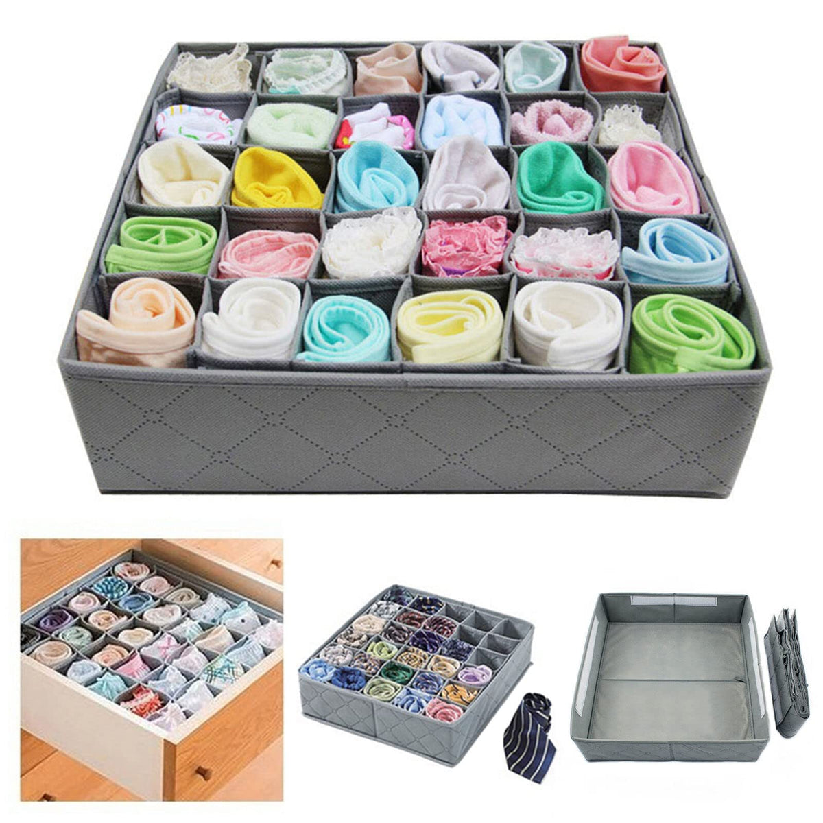 HomeVibe 3 Pack Drawer Organiser Neat Tidy Storage Box Wardrobe Divide Organizer Socks UK