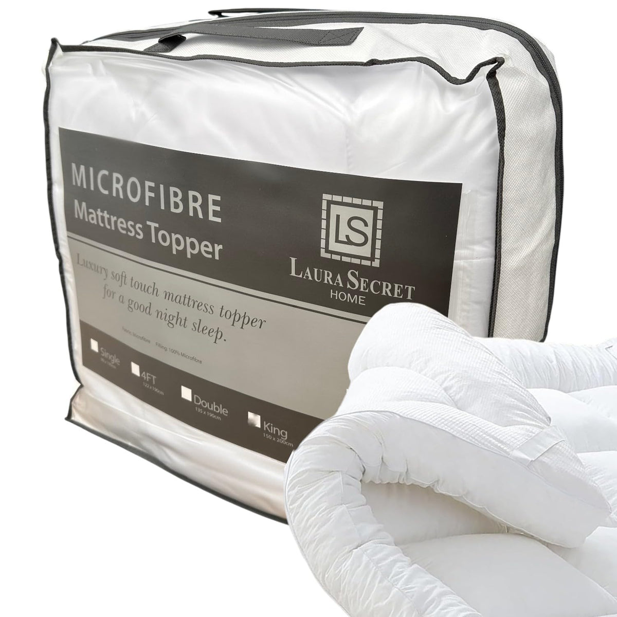 Microfiber Mattress Topper 4 Inch/10cm Extra Soft, Heavy Fill, Hypoallergenic, All Sizes Available, Breathable Bed Pad for Ultimate Comfort, Deep Pocket Mattress Protector