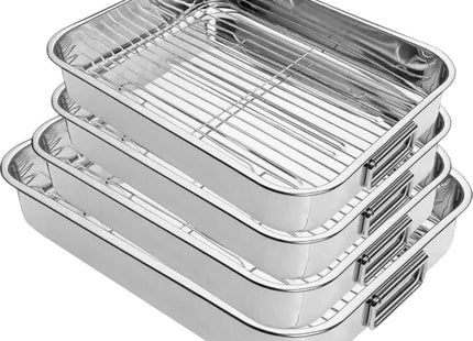 4 Stainless Steel Roasting Tray Set