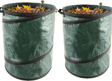 Set of 2 Pop-Up Garden Waste Bags – 100L Large Reusable Leaf & Grass Sacks with Handles