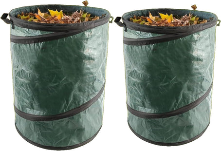 Set of 2 Pop-Up Garden Waste Bags – 100L Large Reusable Leaf & Grass Sacks with Handles