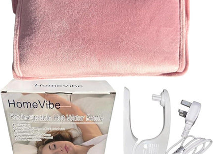 HomeVibe Rechargeable Electric Hot Water Bottle Professional Soft Touch Fleece Cover Bed Hand Warmer Massaging Heat Pad, Grey