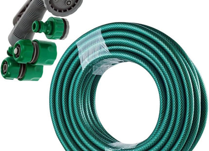 50m Garden Hose Pipe Set - Hose with Adjustable Spray Gun & 4 Connectors