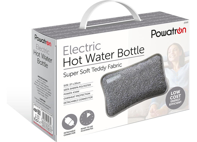 POWATRON Rechargeable Electric Hot Water Bottle with Luxurious Cover - 2 Colours