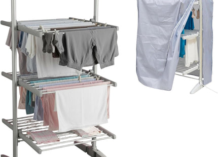 3-Tier Electric Heated Clothes Airer with Foldable Design & Cover – 300W Energy Efficient Indoor Dryer Rack, Lightweight, Large Drying Space, Ideal for Laundry, Towels & Bedding