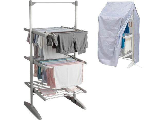 3-Tier Electric Heated Clothes Airer with Foldable Design & Cover – 300W Energy Efficient Indoor Dryer Rack, Lightweight, Large Drying Space, Ideal for Laundry, Towels & Bedding