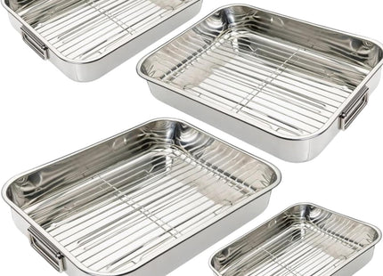 4 Stainless Steel Roasting Tray Set