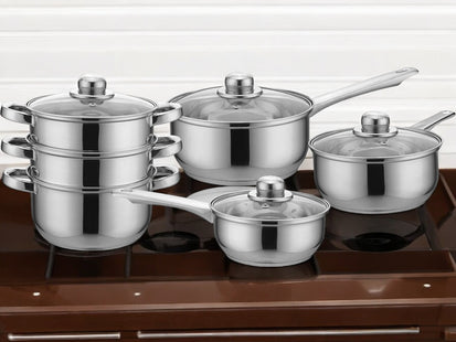 Deluxe 6-Piece Stainless Steel Cookware & Steamer Set - Complete Kitchen Essentials