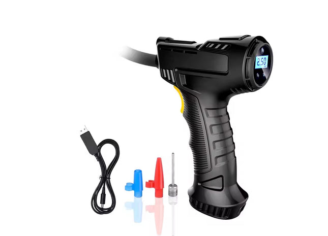 Automatic LCD Digital Battery-Powered Car Tyre Inflator - Handheld Air Compressor Pump, Portable and Rechargeable for Cars, Bikes, and Inflatables