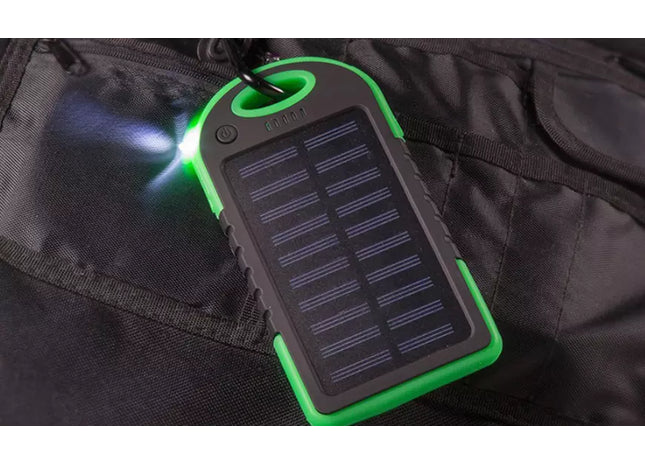 Dual USB Power Bank with Flashlight and Cable