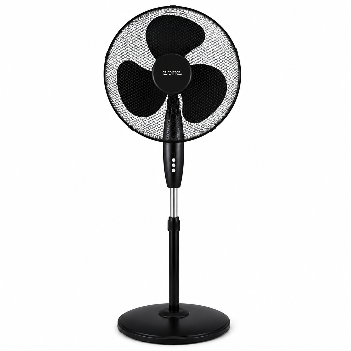 16 Inch Pedestal Fan with Round Base – Adjustable Height, Oscillating Stand Fan, 3 Speed Settings, Tilt Adjustable Head, Quiet Cooling Fan for Home, Bedroom, Office & Living Room – Black