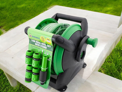 15m Compact Hose Reel with Stand and Fittings