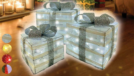 Set of 3 Light Up Christmas Present Parcels