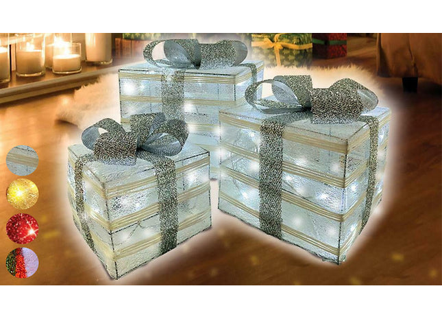 Set of 3 Light Up Christmas Present Parcels