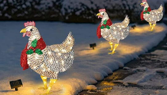 Christmas Light-Up Chicken with Scarf Decoration