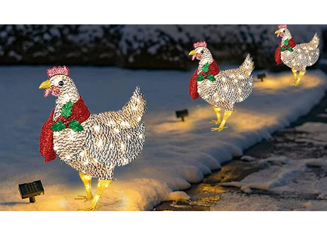 Christmas Light-Up Chicken with Scarf Decoration