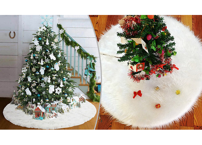 White Faux Fur Christmas Tree Skirt