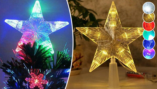 LED Light Christmas Star Tree Topper - 6 Colours