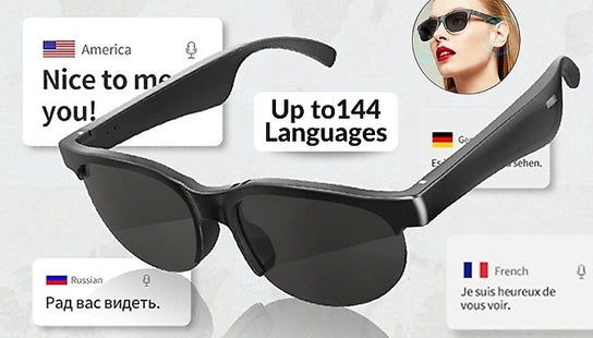 AI Translation Wireless Bluetooth Glasses - 144 Languages!