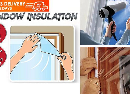 2-Pack Shrink Fit Window Insulation Kit – Energy-Saving & Easy-to-Install Draft Protection