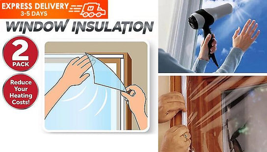 2-Pack Shrink Fit Window Insulation Kit – Energy-Saving & Easy-to-Install Draft Protection