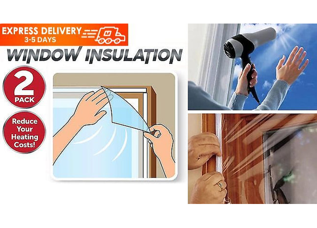 2-Pack Shrink Fit Window Insulation Kit – Energy-Saving & Easy-to-Install Draft Protection