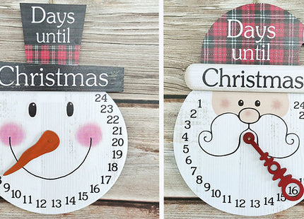 24 Days Wooden Christmas Countdown Clock - 2 Designs