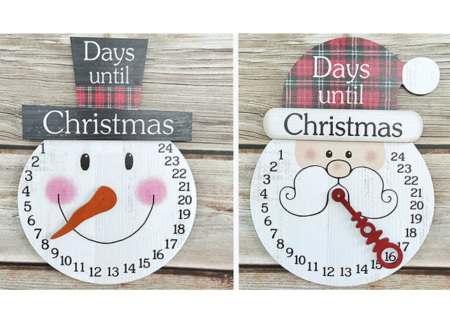 24 Days Wooden Christmas Countdown Clock - 2 Designs