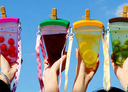 Popsicle Drinks Bottle with Straw & Strap