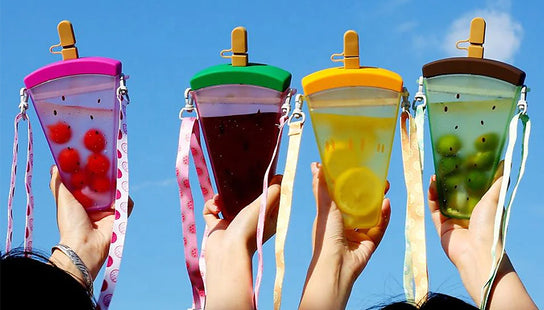 Popsicle Drinks Bottle with Straw & Strap